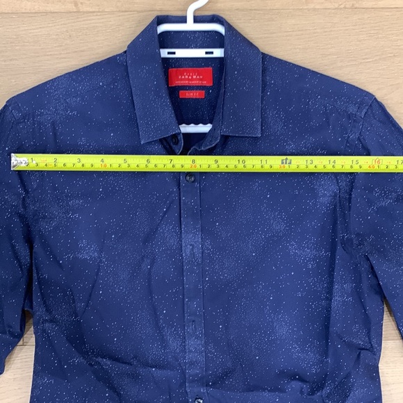 DARK BLUE ZARA MENS DRESS SHIRT - SIZE SMALL - Picture 3 of 7